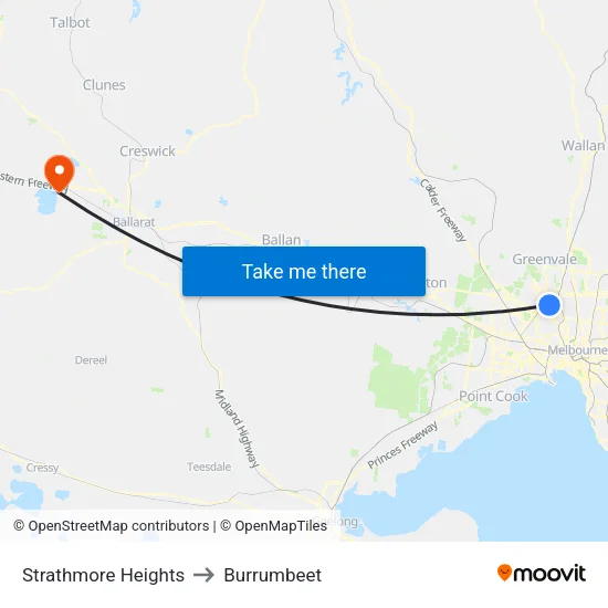 Strathmore Heights to Burrumbeet map