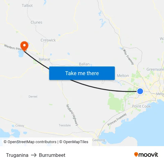 Truganina to Burrumbeet map