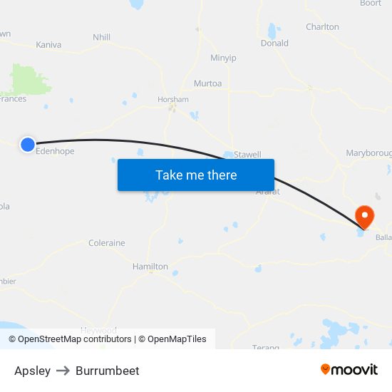 Apsley to Burrumbeet map