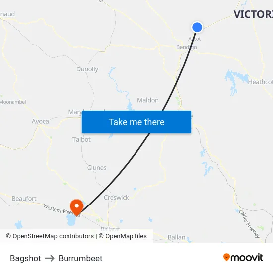 Bagshot to Burrumbeet map