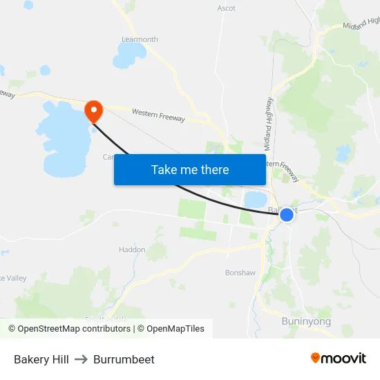 Bakery Hill to Burrumbeet map
