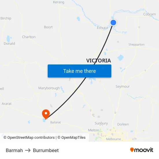 Barmah to Burrumbeet map