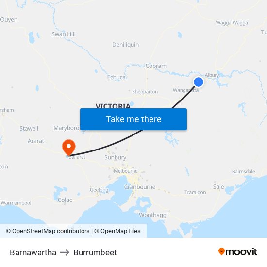 Barnawartha to Burrumbeet map