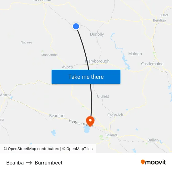 Bealiba to Burrumbeet map