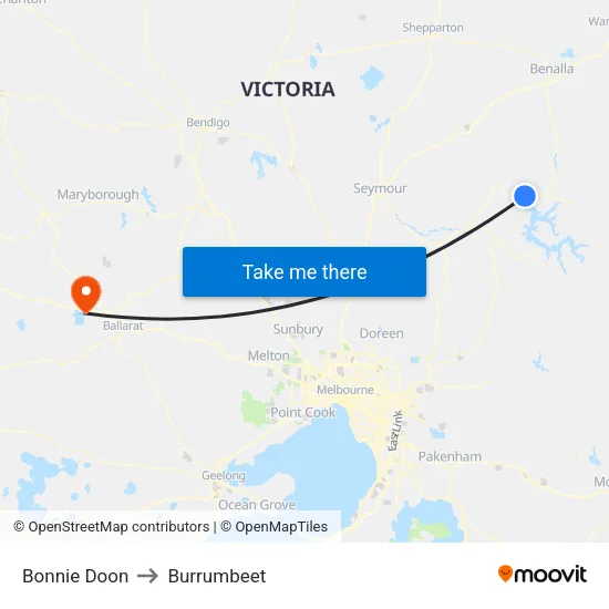 Bonnie Doon to Burrumbeet map
