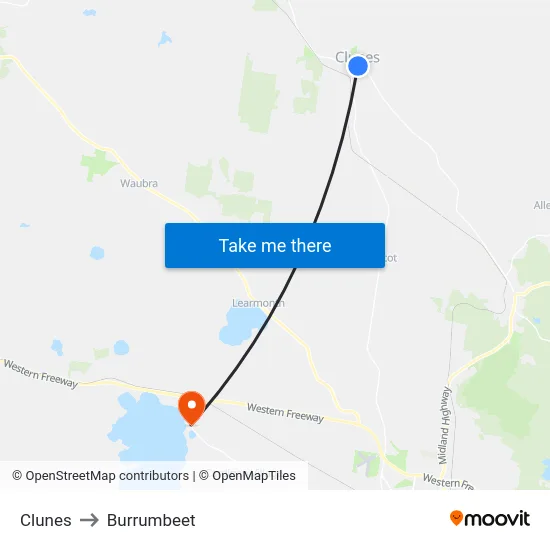 Clunes to Burrumbeet map