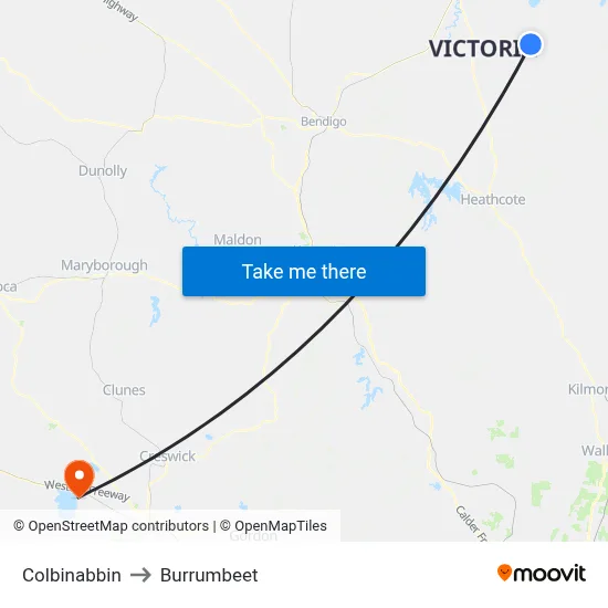 Colbinabbin to Burrumbeet map