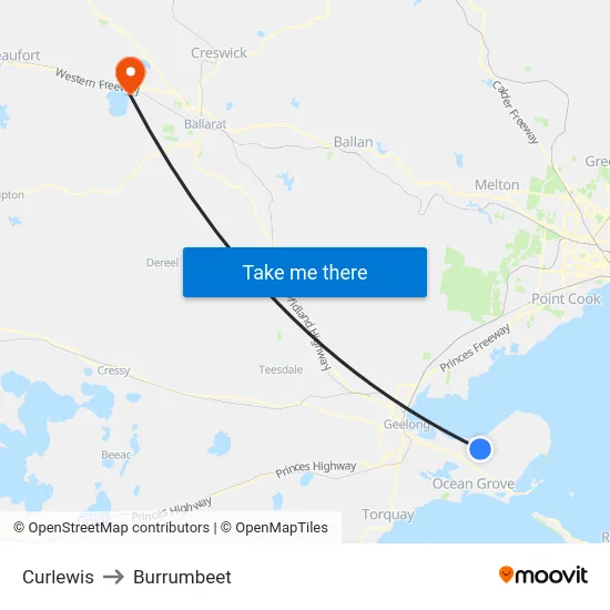 Curlewis to Burrumbeet map