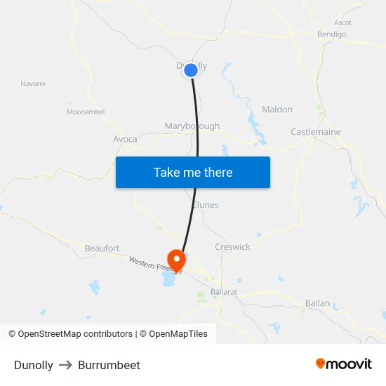Dunolly to Burrumbeet map