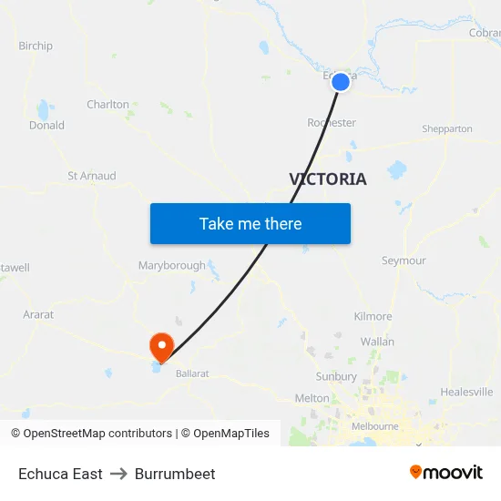 Echuca East to Burrumbeet map