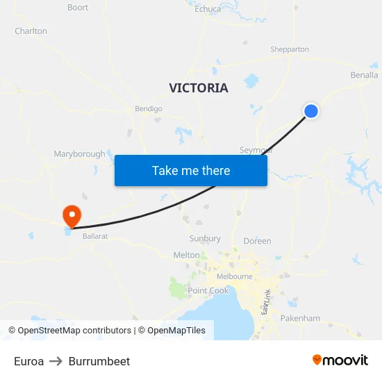 Euroa to Burrumbeet map