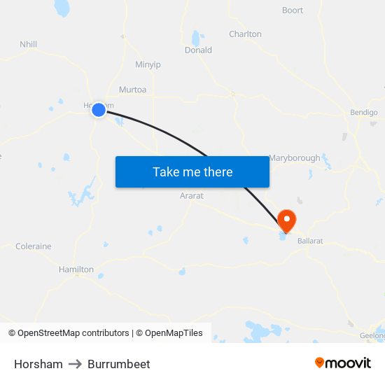 Horsham to Burrumbeet map