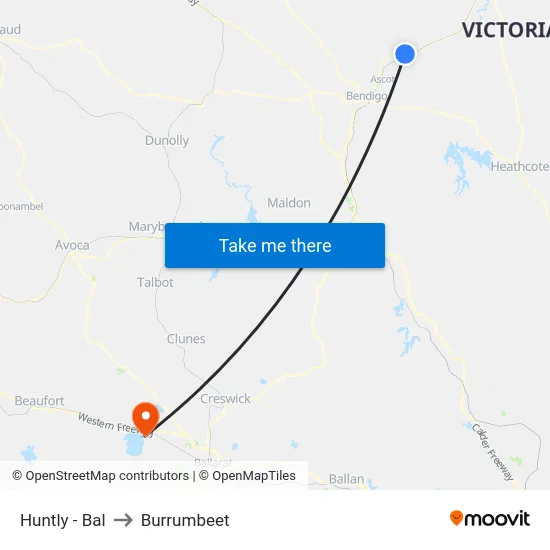 Huntly - Bal to Burrumbeet map