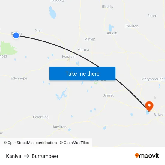Kaniva to Burrumbeet map