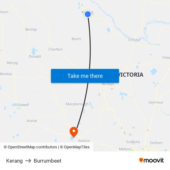 Kerang to Burrumbeet map