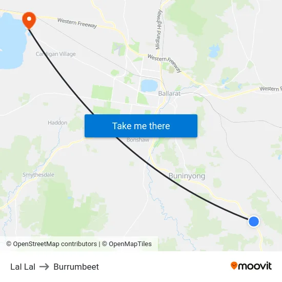 Lal Lal to Burrumbeet map