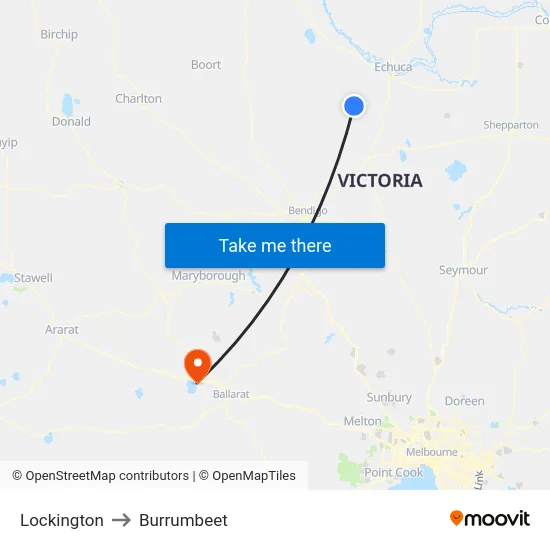 Lockington to Burrumbeet map