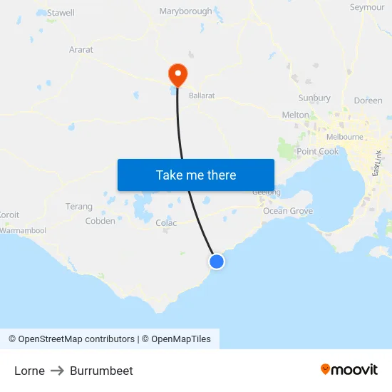 Lorne to Burrumbeet map