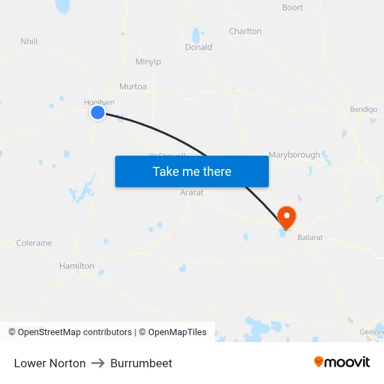 Lower Norton to Burrumbeet map