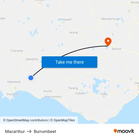 Macarthur to Burrumbeet map