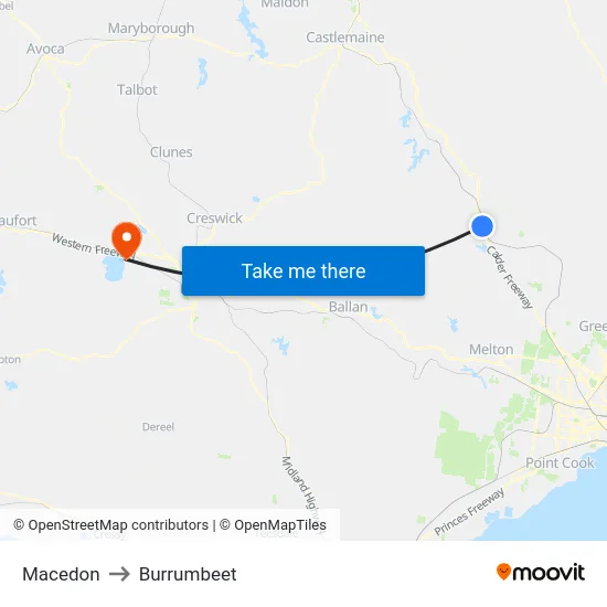 Macedon to Burrumbeet map