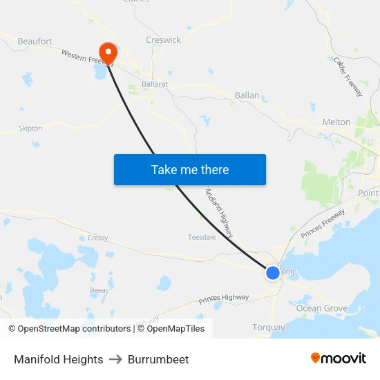 Manifold Heights to Burrumbeet map