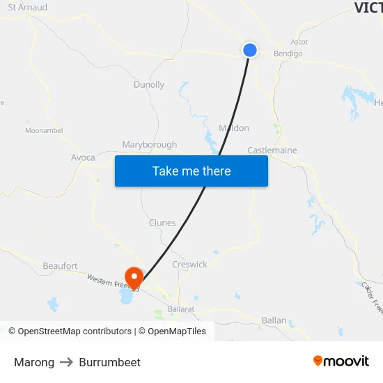 Marong to Burrumbeet map