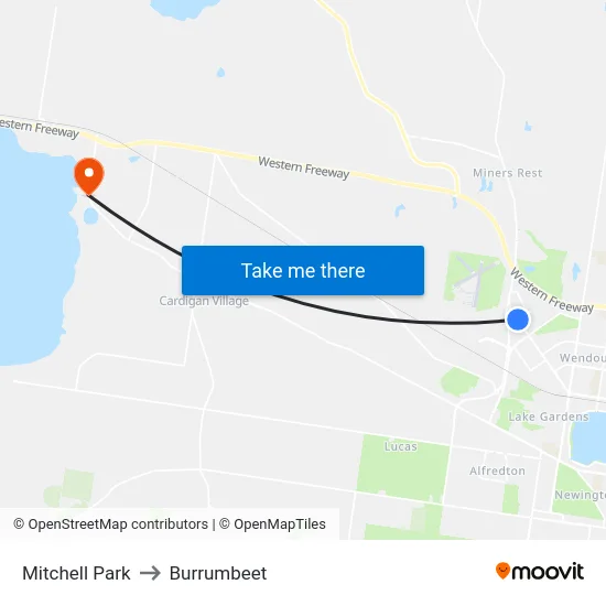 Mitchell Park to Burrumbeet map