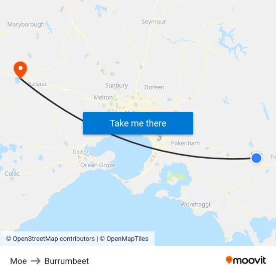 Moe to Burrumbeet map