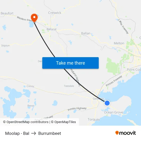 Moolap - Bal to Burrumbeet map