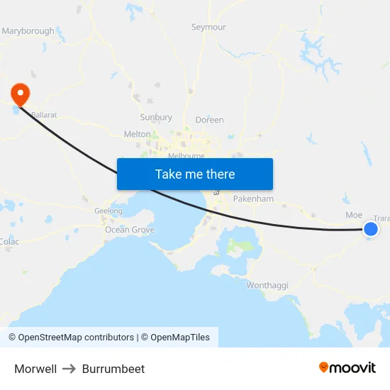 Morwell to Burrumbeet map