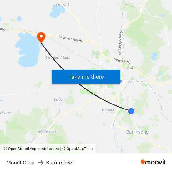 Mount Clear to Burrumbeet map