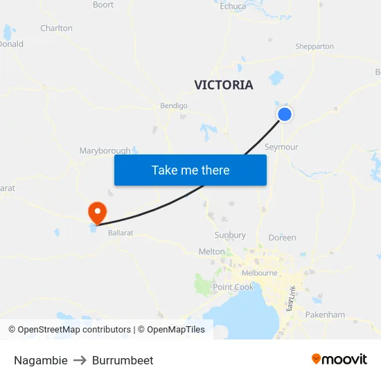 Nagambie to Burrumbeet map