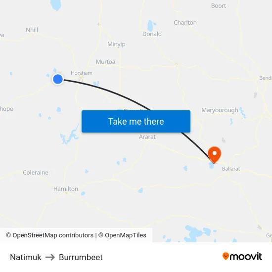 Natimuk to Burrumbeet map