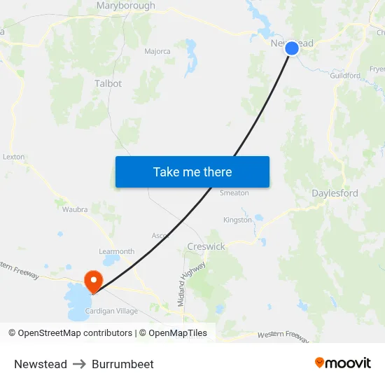 Newstead to Burrumbeet map
