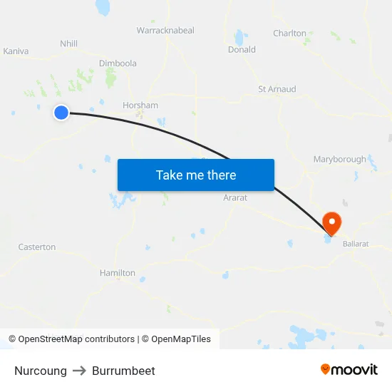Nurcoung to Burrumbeet map