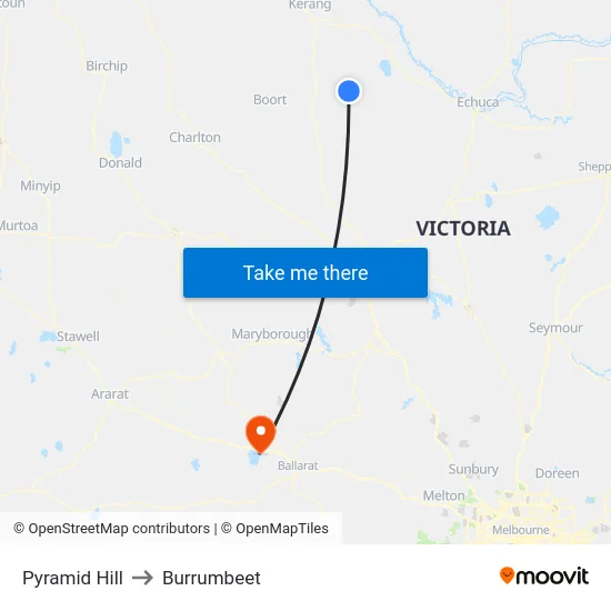 Pyramid Hill to Burrumbeet map