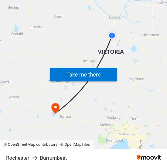 Rochester to Burrumbeet map