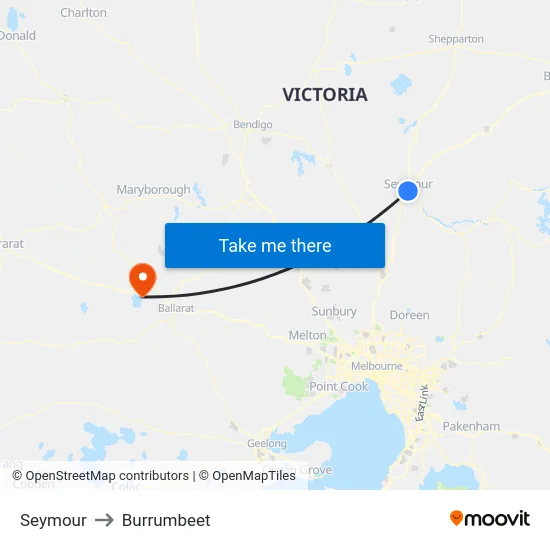 Seymour to Burrumbeet map