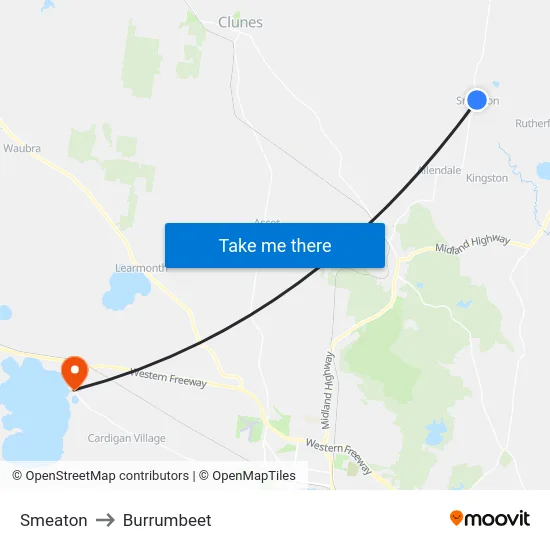 Smeaton to Burrumbeet map