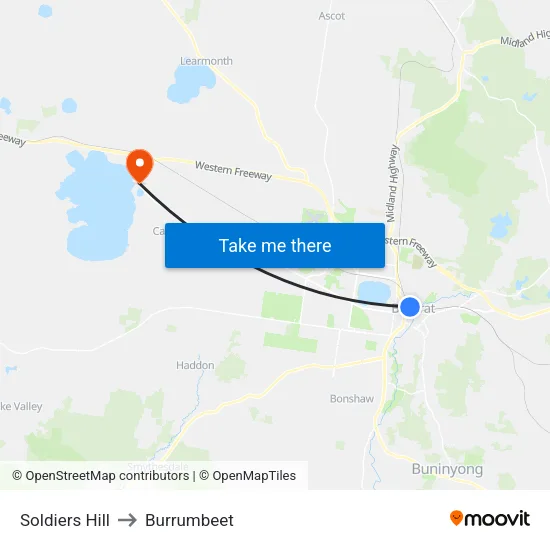 Soldiers Hill to Burrumbeet map