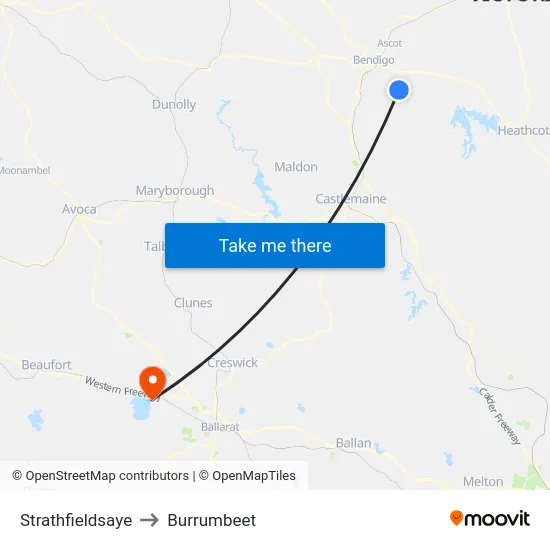 Strathfieldsaye to Burrumbeet map