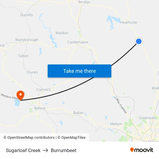Sugarloaf Creek to Burrumbeet map