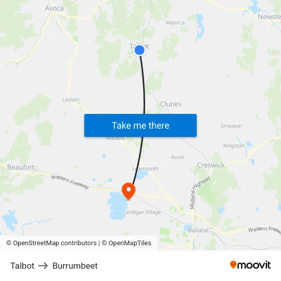 Talbot to Burrumbeet map