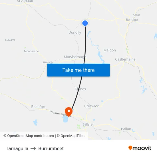 Tarnagulla to Burrumbeet map