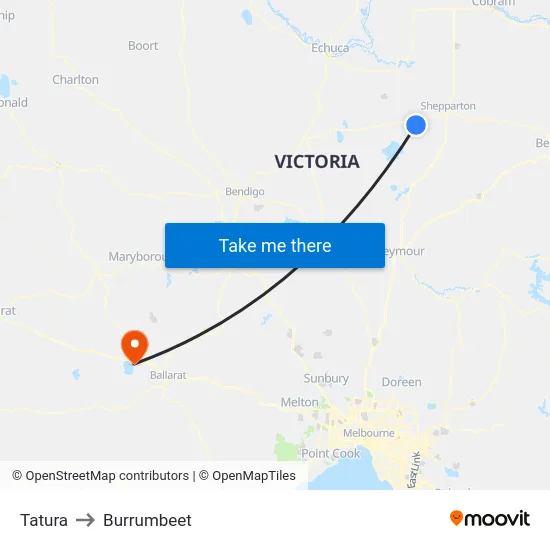 Tatura to Burrumbeet map