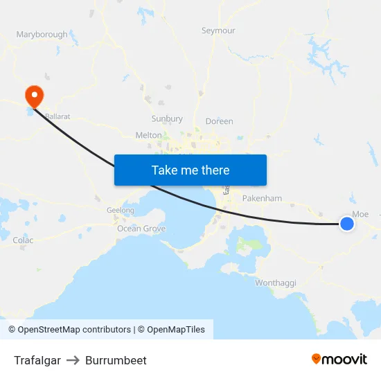Trafalgar to Burrumbeet map