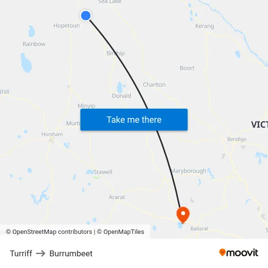 Turriff to Burrumbeet map
