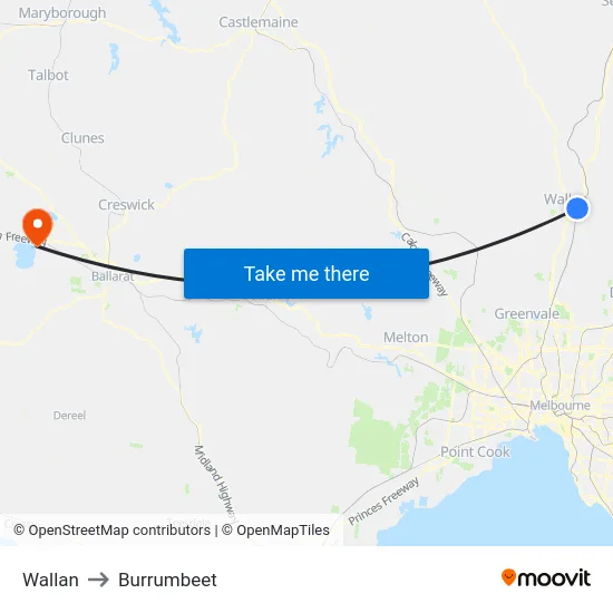 Wallan to Burrumbeet map