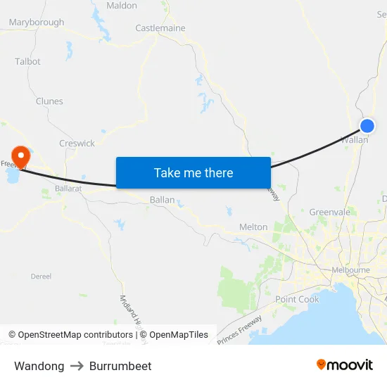 Wandong to Burrumbeet map